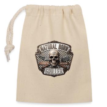 Natural Born Griller Skull Badge - Closable cotton gift bag (14x20cm) - nature - Front