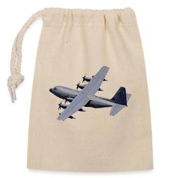 C-130 Silhouette grise - Sac cadeau en coton avec cordon (14 x 20 cm) - nature - Devant