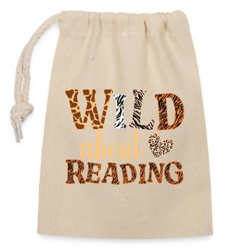 WILD about Reading: Animal Pattern Letters - Closable cotton gift bag (14x20cm) - nature - Front