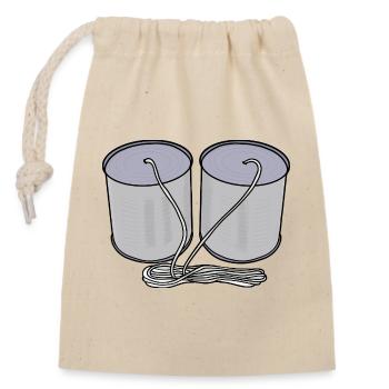 Tin Can Telephone - Closable cotton gift bag (14x20cm) - nature - Front