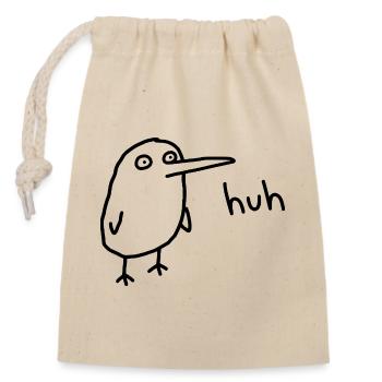 Huh, lustiger verwirrter Derpy-Vogel - Verschließbarer Geschenkbeutel aus Baumwolle (14x20cm) - Natur - Vorne