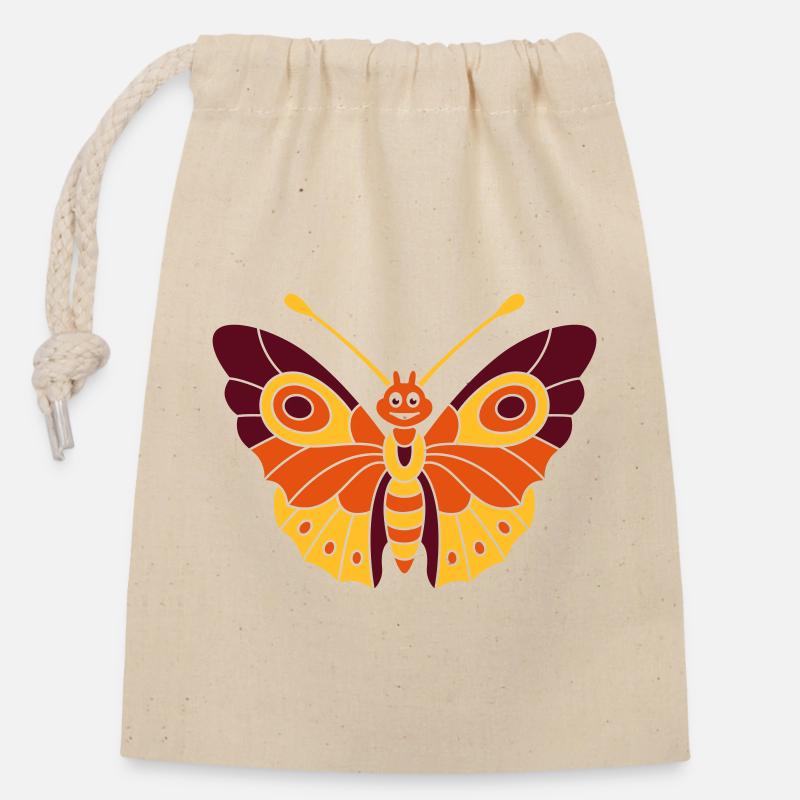 Butterfly (d) - Closable cotton gift bag (14x20cm) - nature