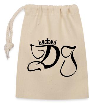 DJ-disc-jockey -monogramme avec la couronne - Sac cadeau en coton avec cordon (14 x 20 cm) - nature - Devant
