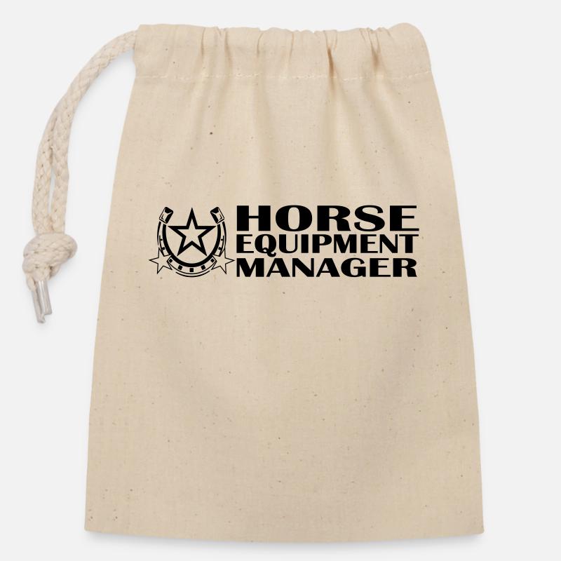 Horse Equipment Manager 2 Turniertrottel - Verschließbarer Geschenkbeutel aus Baumwolle (14x20cm) - Natur