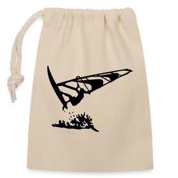 windsurfing - Closable cotton gift bag (14x20cm) - nature - Front