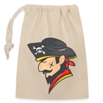 Pirat pirate tête de marin marin cadeau - Sac cadeau en coton avec cordon (14 x 20 cm) - nature - Devant