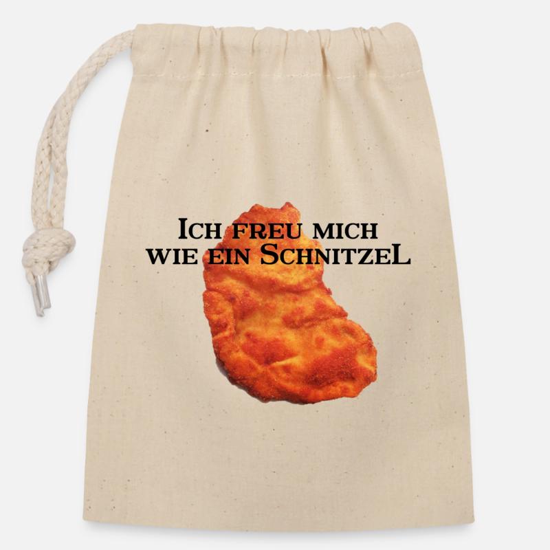 Je suis impatient de schnitzel - Sac cadeau en coton avec cordon (14 x 20 cm) - nature