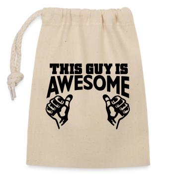awesome - Closable cotton gift bag (14x20cm) - nature - Front