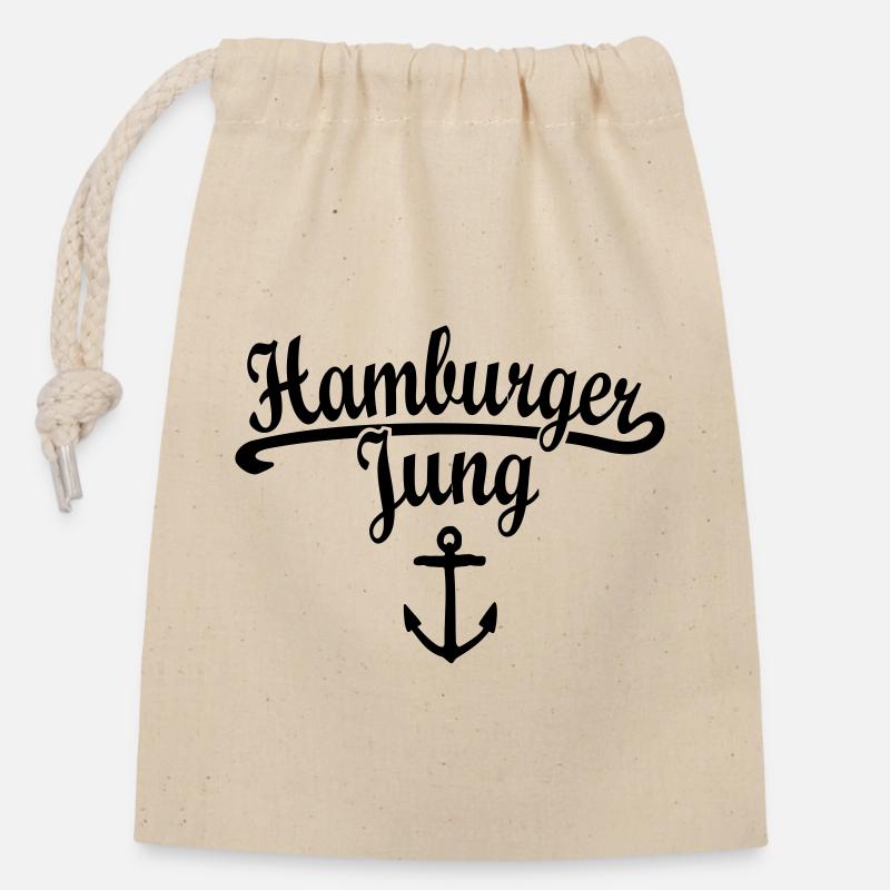 Hamburger Jung Klassik Hamburg - Verschließbarer Geschenkbeutel aus Baumwolle (14x20cm) - Natur