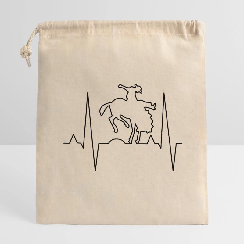Conception d’impression de cavalier de rodéo Sac cadeau en coton avec cordon (14 x 20 cm)