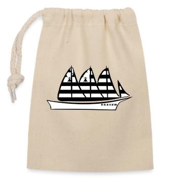 Breizh Schiff - Verschließbarer Geschenkbeutel aus Baumwolle (14x20cm) - Natur - Vorne