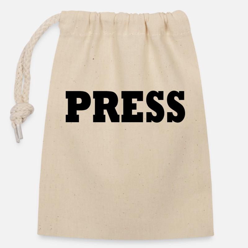 Press - Closable cotton gift bag (14x20cm) - nature