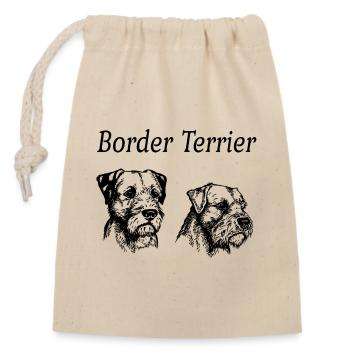 Border Terrier Double Portrait - Sac cadeau en coton avec cordon (14 x 20 cm) - nature - Devant