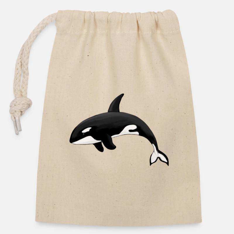 Orca Killerwal Schwertwal Orka - Verschließbarer Geschenkbeutel aus Baumwolle (14x20cm) - Natur