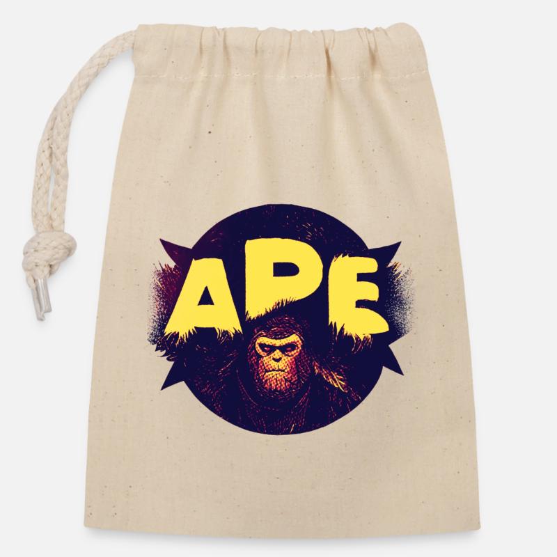 Ape - Verschließbarer Geschenkbeutel aus Baumwolle (14x20cm) - Natur