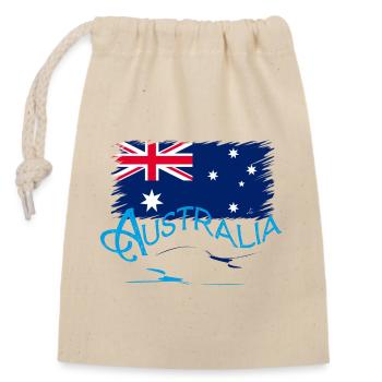 Australia - Closable cotton gift bag (14x20cm) - nature - Front