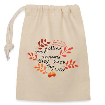 Autumn Leaves and Acorns Pattern - Closable cotton gift bag (14x20cm) - nature - Front