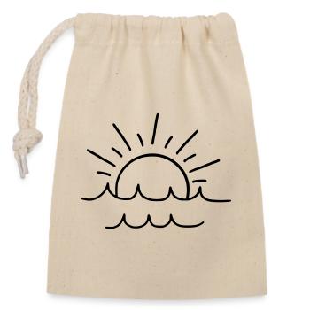 Soleil et vagues - Sac cadeau en coton avec cordon (14 x 20 cm) - nature - Devant