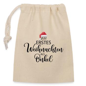 Erstes Weihnachten als Onkel - Verschließbarer Geschenkbeutel aus Baumwolle (14x20cm) - Natur - Vorne