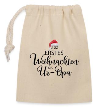 Erstes Weihnachten als Ur Opa - Verschließbarer Geschenkbeutel aus Baumwolle (14x20cm) - Natur - Vorne
