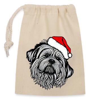 Weihnachten Hund süß lustig Hunde Tier Welpe 18 - Verschließbarer Geschenkbeutel aus Baumwolle (14x20cm) - Natur - Vorne