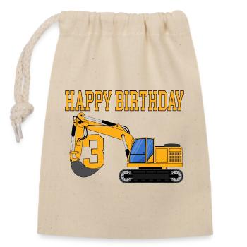 Pelle Joyeux anniversaire 3 - Sac cadeau en coton avec cordon (14 x 20 cm) - nature - Devant