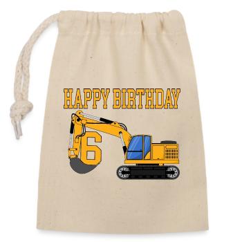 Pelle Joyeux anniversaire 6 - Sac cadeau en coton avec cordon (14 x 20 cm) - nature - Devant