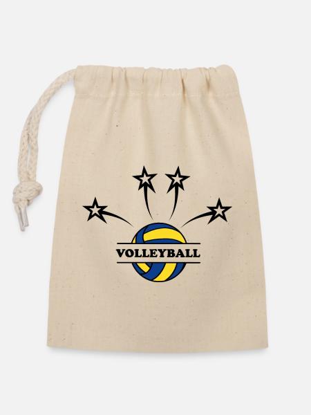 Ball, Volleyball mit 4 Sternen - Verschließbarer Geschenkbeutel aus Baumwolle (14x20cm) - Natur