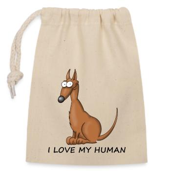 Amour de chien - Sac cadeau en coton avec cordon (14 x 20 cm) - nature - Devant