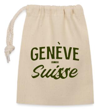 Genève Suisse Vintage Schriftzug - Verschließbarer Geschenkbeutel aus Baumwolle (14x20cm) - Natur - Vorne