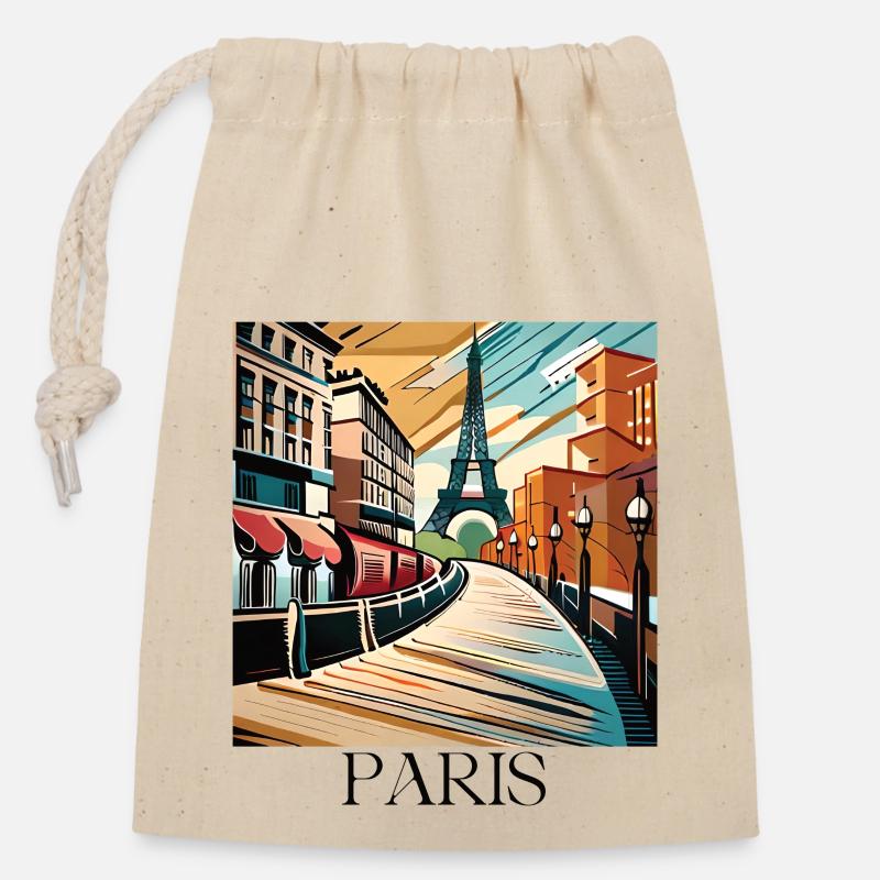 PARIS - Verschließbarer Geschenkbeutel aus Baumwolle (14x20cm) - Natur
