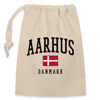 AARHUS DANMARK – Conception du drapeau du Danemark - Sac cadeau en coton avec cordon (14 x 20 cm) - nature - Devant
