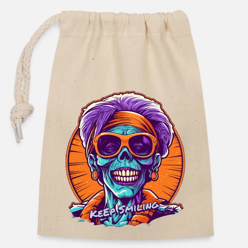 Keep Smiling - the Mummy - Closable cotton gift bag (14x20cm) - nature