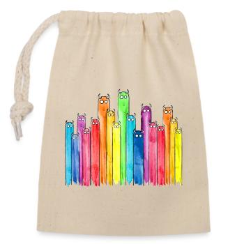 Lustige Figuren mit Hörnern (Bunt, Regenbogen) - Verschließbarer Geschenkbeutel aus Baumwolle (14x20cm) - Natur - Vorne