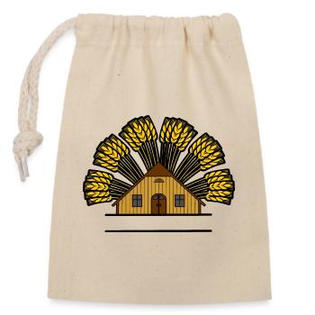 Granary color with grain bow - Closable cotton gift bag (14x20cm) - nature - Front