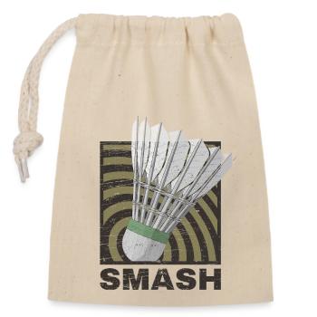 Badminton - Closable cotton gift bag (14x20cm) - nature - Front