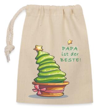 Tannenbaum - Verschließbarer Geschenkbeutel aus Baumwolle (14x20cm) - Natur - Vorne