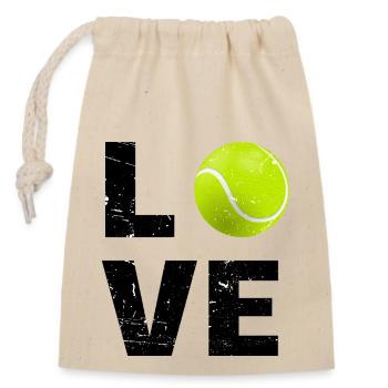 Tennis Liebe - Verschließbarer Geschenkbeutel aus Baumwolle (14x20cm) - Natur - Vorne