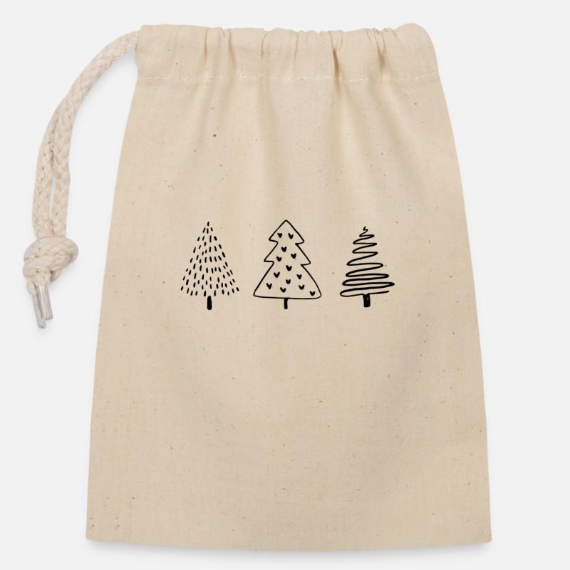 tännchen tannen bäume weihnachten - Verschließbarer Geschenkbeutel aus Baumwolle (14x20cm) - Natur
