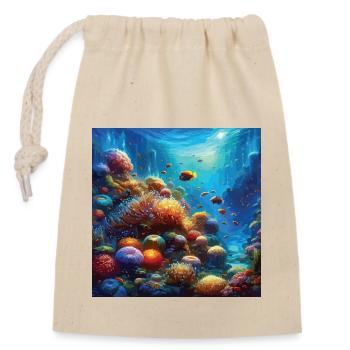 Lebendiges Korallenriff Aquarium Unterwasser Kunst - Verschließbarer Geschenkbeutel aus Baumwolle (14x20cm) - Natur - Vorne