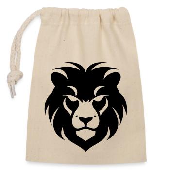 Felin jungle lion's head - Closable cotton gift bag (14x20cm) - nature - Front