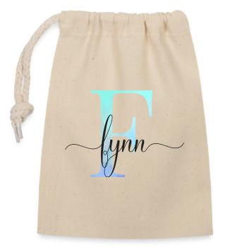 E| Monogramm | Name | Fynn | Watercolor - Verschließbarer Geschenkbeutel aus Baumwolle (14x20cm) - Natur - Vorne