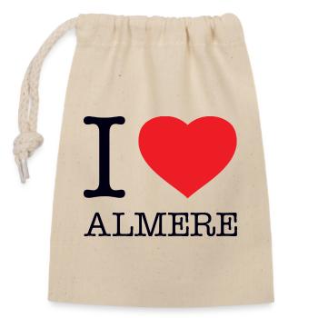 I LOVE ALMERE - Verschließbarer Geschenkbeutel aus Baumwolle (14x20cm) - Natur - Vorne