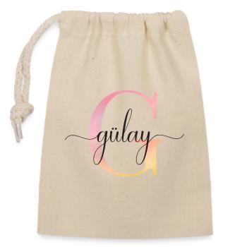 G | Monogram | Name | Gülay|Watercolor - Closable cotton gift bag (14x20cm) - nature - Front