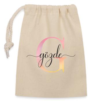 G | Monogram | Name | GözdeWatercolor - Closable cotton gift bag (14x20cm) - nature - Front