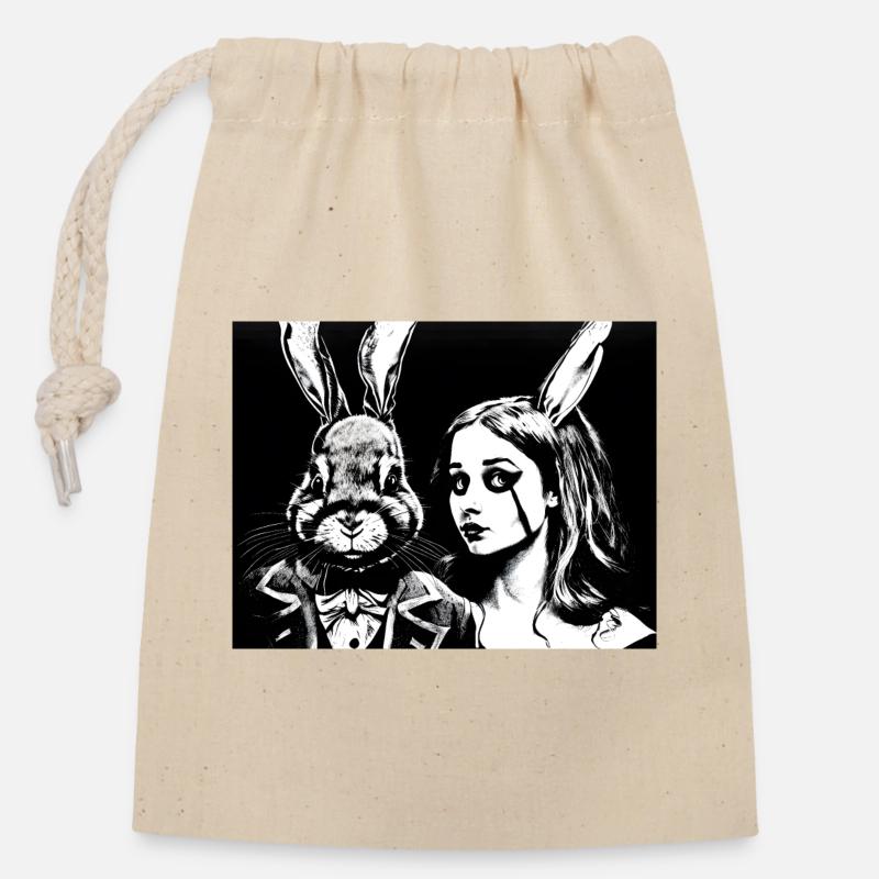 Alice #2 - Sac cadeau en coton avec cordon (14 x 20 cm) - nature