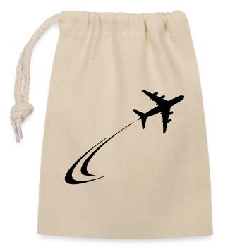 L’avion s’envole - Sac cadeau en coton avec cordon (14 x 20 cm) - nature - Devant