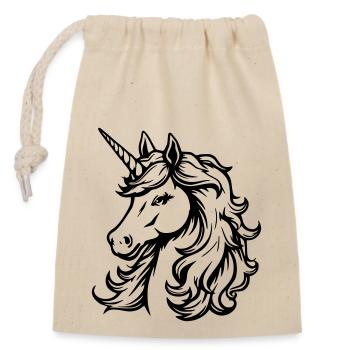Schlichtes Einhorn-Design - Verschließbarer Geschenkbeutel aus Baumwolle (14x20cm) - Natur - Vorne