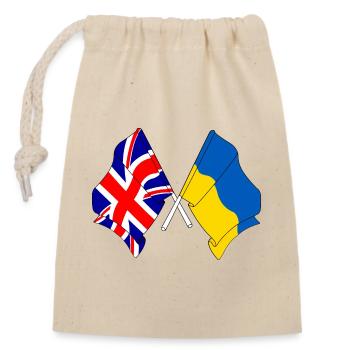 Flag of England and flag Ukraine - Closable cotton gift bag (14x20cm) - nature - Front
