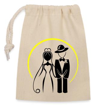 Brautpaar Ehepaar Hochzeit - Verschließbarer Geschenkbeutel aus Baumwolle (14x20cm) - Natur - Vorne